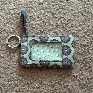 Vera Bradley Mint Floral Card Holder with Keyring